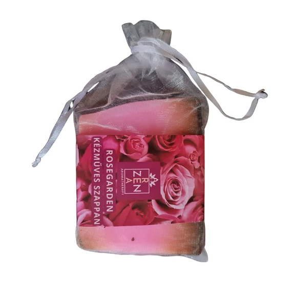 ReaZen ROSEGARDEN Kézműves Szappan organza csomagolásban – rózsaszirommal és kókuszolajjal készült természetes szappan